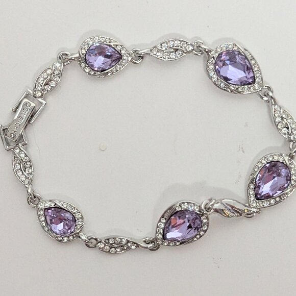 Givenchy Bracelet w/ purple & clear crystal-type stones, Chunky, Statement piece - Picture 1 of 4